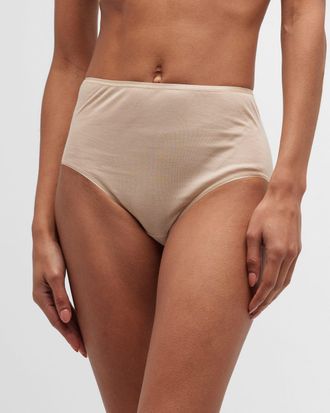 Hanro Cotton Seamless Satin-Trim Briefs