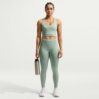 Nike Womens Nike Pro Seamless High-Waisted 7/8 Leggings in Green | IF1208-006