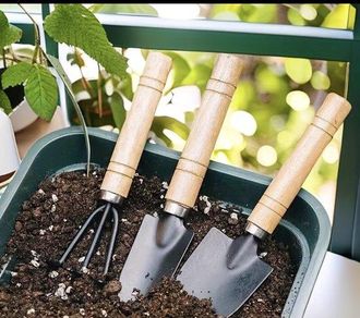 OEM Juego De 6 Herramientas De Jardiner&iacute;a: Rastrillo, Horquilla Y Paleta De Mano, Con Mango De Madera, Compacto Y Duradero, Ideal Para Jard&iacute;n