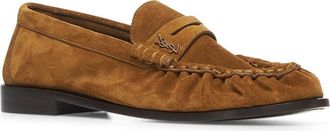 Saint Laurent Mens Suede Loafers Brown Calf Leather