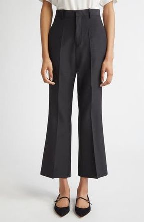 Bite Studios Credo Crop Ruffle Split Hem Wool Trousers in Black at Nordstrom Rack, Size 0 Us / 4 Uk