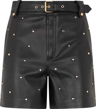 Red Valentino Leren shorts met riem - Dames - Korte Broeken - Zwart - 2XS - Leer - Korte Broeken