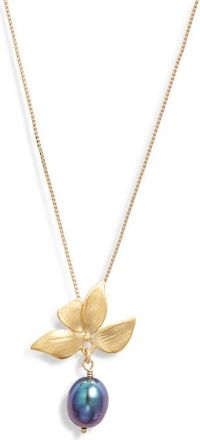 Set & Stones Maeve Freshwater Pearl Pendant Necklace in Gold /Peacock at Nordstrom