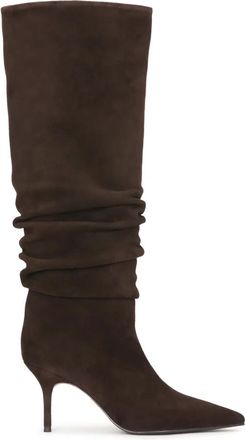 Kazar Telyia Enkellaars met Hak - Dames - Laarzen met Hak - Bruin - 39 EU - Su&egrave;de - Schoenen