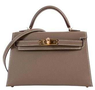 Herm&egrave;s Etoupe Mini Kelly with Gold Hardware