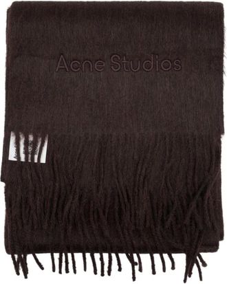 Acne Studios Winter Scarves, unisex, Brown, Size: ONE SIZE Alpaca Wool Logo Scarf