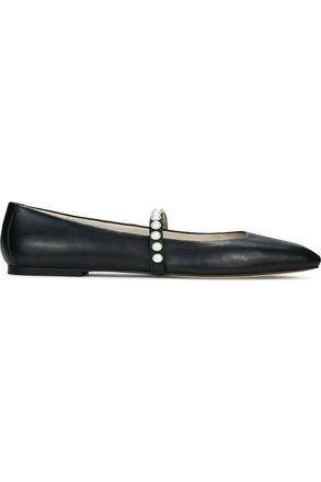 Yosi Samra Womens Cara Faux Pearl Mary Jane Flat In Black