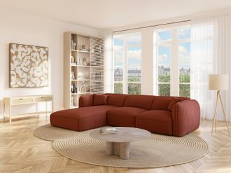 Vente-Unique Divano in Tessuto testurizzato Terracotta - Angolo a sinistra - CAMILIO della Maison C&eacute;phy