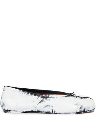 Maison Margiela White Distressed Ballet Flats