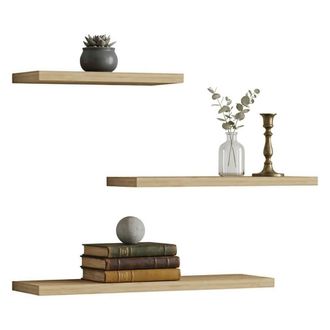 Dmora Estante Roscigno, 3 Baldas, Set De 3 Estantes, Madera Roble Claro, 30x2x14h Cm Marr&oacute;n Roble Claro