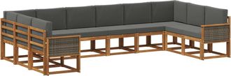 vidaXL Conjunto De Sof&aacute;s De Exterior 10 Uds. Natural Y Antracita Vidaxl