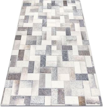 RugsX Rugsx - Carpet patchwork 21723 grey - Cowhide, boards beige 160x230 cm
