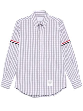 Thom Browne Straight Fit Pc L/S Hemd mit Gg-Armband aus Popeline mit Gingham-Karomuster