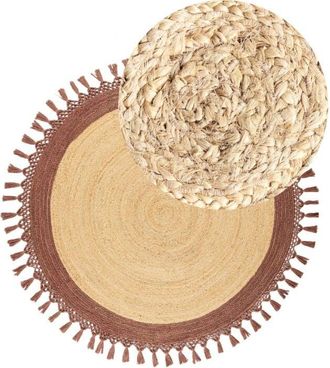 Beliani Beliani - Boho Rustic Area Rug Round 140 cm Natural Jute Handmade Braided Beige and Brown Marts