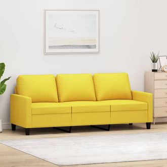 vidaXL Sof&aacute; De 3 Plazas De Tela Amarillo Claro 180 Cm Vidaxl