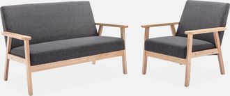 Alice's Garden Banco Y Sill&oacute;n De Madera Y Tela, 3 Plazas