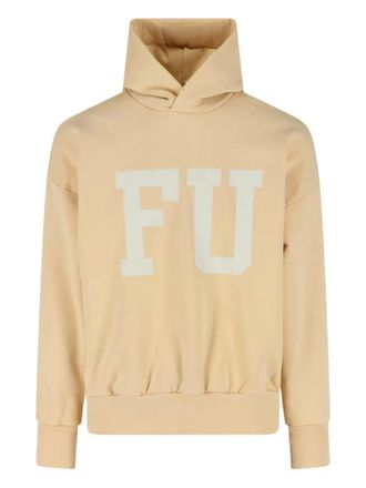 Fear of God lettering-print hoodie - men - Cotton - M - Yellow