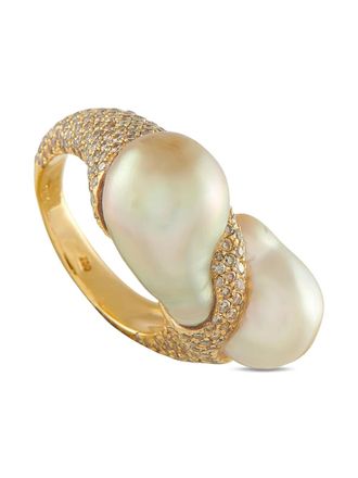 Yvel Yvel 18kt geelgouden 2,0ct ring met diamant en barokparel