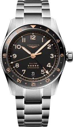 Longines Spirit Zulu Time GMT Automatic Bracelet Watch, 39mm in Black at Nordstrom