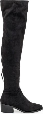 Steve Madden Zwarte Velvet Hoge Hak Laarzen - Dames - Over de knie laarzen - Zwart - 39 EU - Schoenen