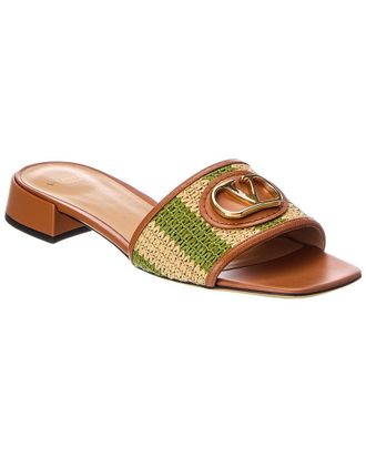 Valentino Vlogo Signature 20 Straw & Leather Sandal
