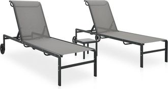 vidaXL Vidaxl - Tumbonas Con Mesa 2 Unidades Textilene Y Acero