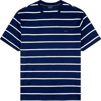 Paul & Shark Gestreept katoenen T-shirt met metalen haai - Heren - T-shirts - Blauw - XL - Katoen - Tops