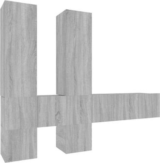 vidaXL Set De Muebles Para Tv 7 Pzas Madera Contrachapada Gris Sonoma Vidaxl