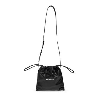 Balenciaga Bucket Bags, female, Black, Size: ONE SIZE Leather Shoulder Bag