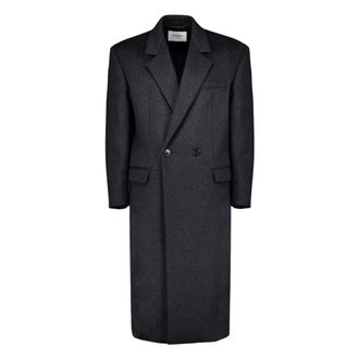 Saint Laurent Heren, Mantels, Grijs, Maat: XL Wol