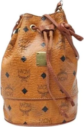 MCM Pre-owned Bucket Bags, female, Brown, Size: ONE SIZE Pre-owned Bucket Bag