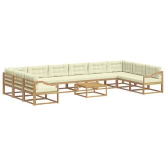 vidaXL Conjunto De Sof&aacute;s De Exterior 11 Uds. Blanco Y Crema Vidaxl