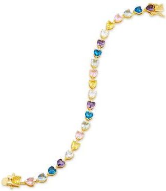 Savvy Cie Jewels Cubic Zirconia Heart Tennis Bracelet in Yellow at Nordstrom Rack