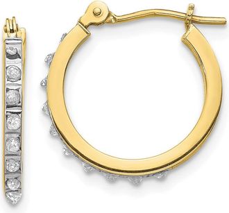 Diamond2Deal 10k Yellow Gold Diamond Fascination Small Hoop Earrings