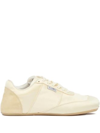 Maison Margiela lace-up panelled sneakers - women - Cotton/Polyester/Spandex/Elastane/Fabric/Rubber/Calf Leather - 37 - Neutrals