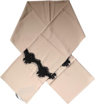 Dolce & Gabbana Beige Floral Lace Trim Silk Neck Wrap Womens Scarf (Pre-Owned)