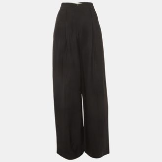 Off-white White Black Crepe Straight Leg Trousers