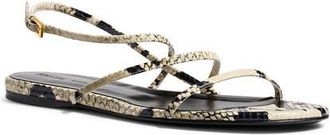 Khaite Loop Snakeskin Embossed Flat Sandal in Natural at Nordstrom, Size 8.5Us