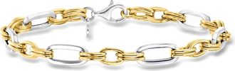 Ross-Simons Italian Sterling Silver and 18kt Gold Over Sterling Alternating Cable and Paper Clip Link Bracelet
