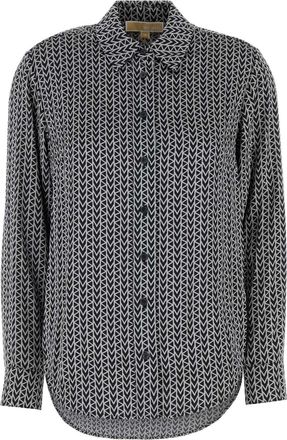 Michael Kors Womens Embroidered Satin Shirt - Black - Size X-Small