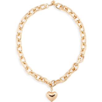 Open Edit Puffy Heart Pendant Chain Necklace in Gold at Nordstrom