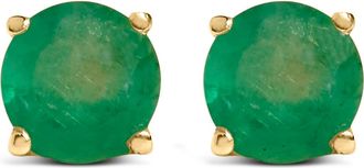 House of Brilliance 14K Gold 5X5MM Round Birthstone Solitaire Stud Earrings in Green Emerald | Yellow at Nordstrom