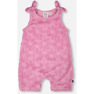Deux par Deux Terry Cloth Sleeveless Romper with Bows in Pink at Nordstrom, Size 24M