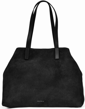 Aquatalia Womens Siena Tote, Black Suede, L, Siena Tote