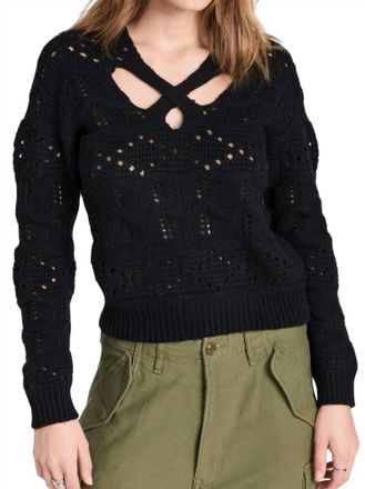 Sea New York Cole Cable Knit Cut Out Sweater In Black