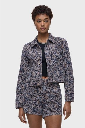 Hudson Liza Trucker Jacket in Indigo Leopard at Nordstrom, Size X-Large