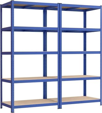 Songmics 2 estanter&iacute;as pesadas de 5 niveles de acero carga 600 kg de color azul