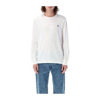 Polo Ralph Lauren Tops, Heren, Wit, L, Katoen, Klassiek T-shirt met lange mouwen
