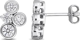 Mimi & Max Created Forever 1ct TW Lab-Grown Diamond Cluster Stud Earrings Sterling Silver