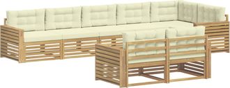 vidaXL Conjunto De Sof&aacute;s De Exterior 8 Uds. Blanco Y Crema Poli&eacute;ster Vidaxl